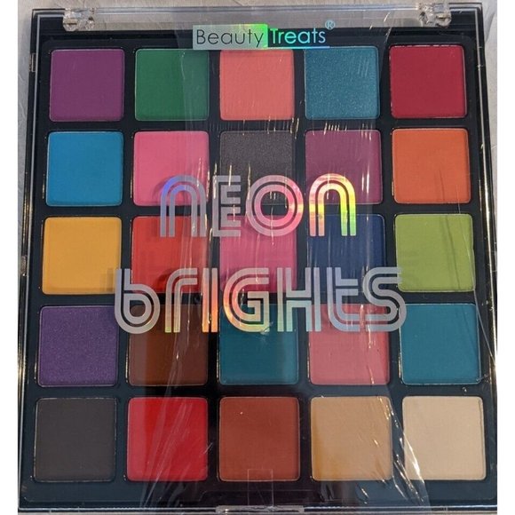 Beauty Treats Eyeshadow Palette Neon Brights 25 Vivid Pressed Pigments 80s Color - Picture 4 of 9